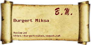 Burgert Miksa névjegykártya